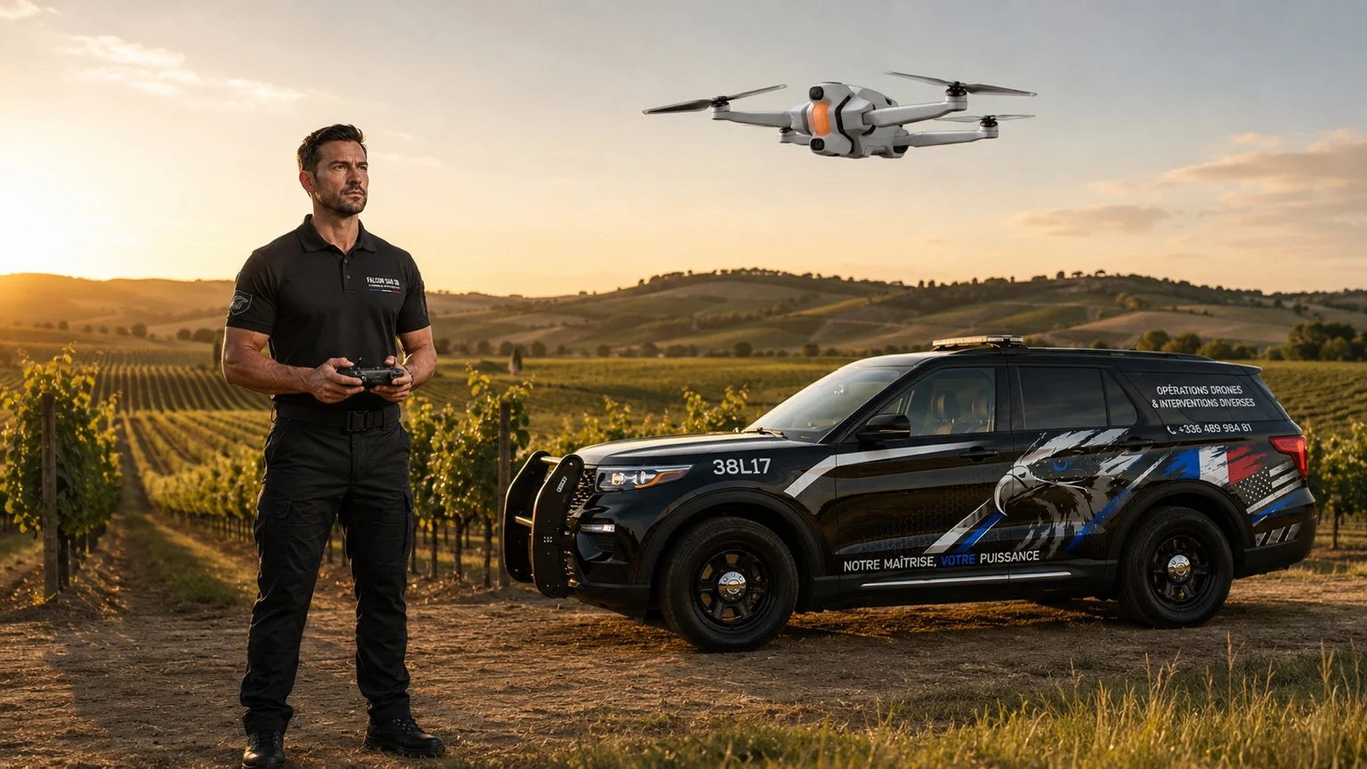 Drone en observation agricole