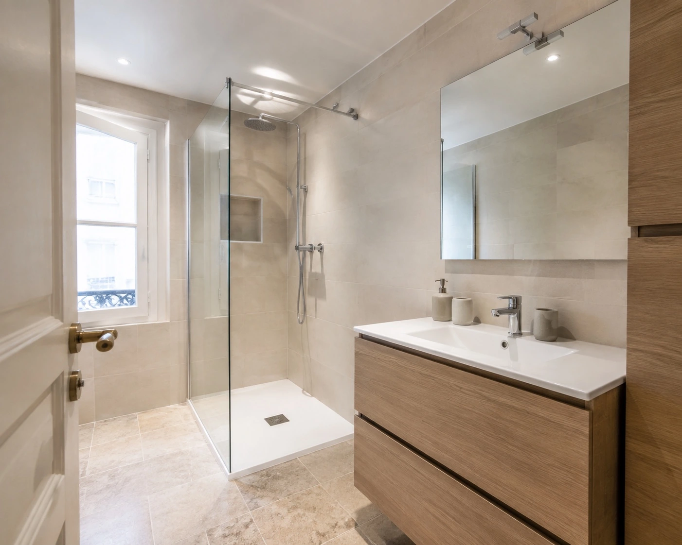 Salle de bain d’un appartement français T2