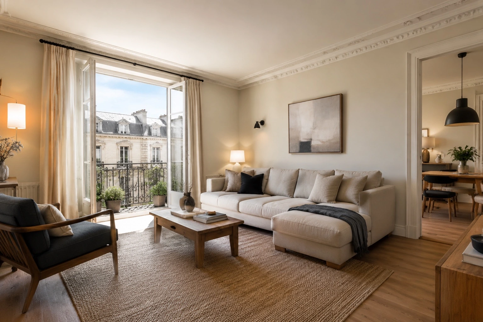 Captation intérieure d’un salon d’appartement français T2