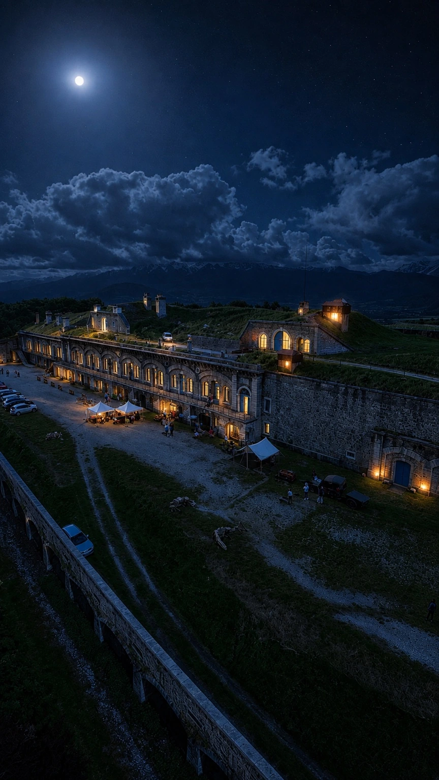 Fort de Comboire de nuit sous la lune