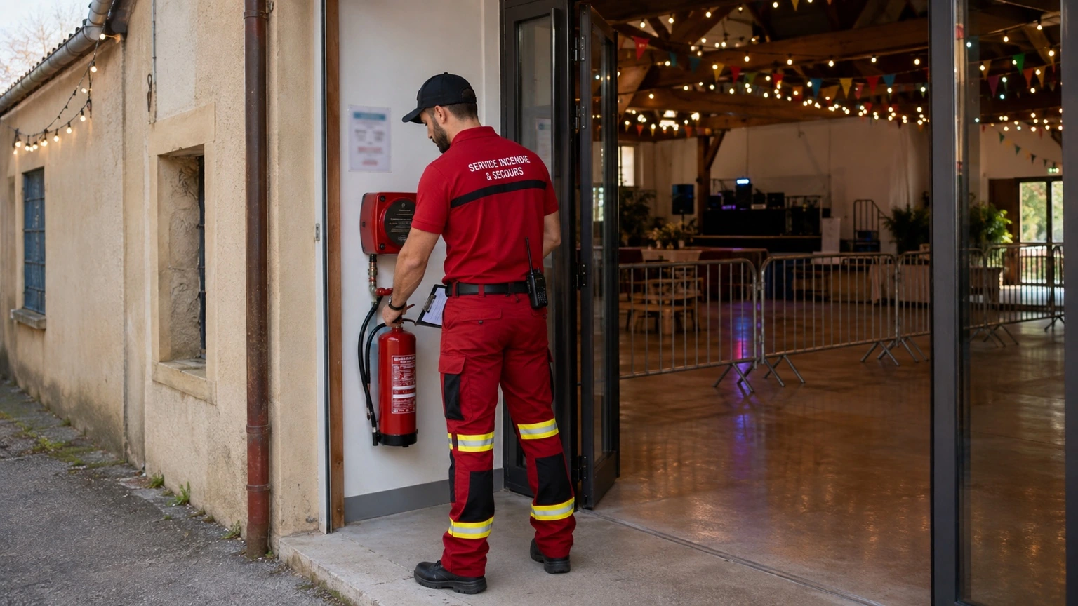 Contrôle d’un extincteur avant ouverture au public