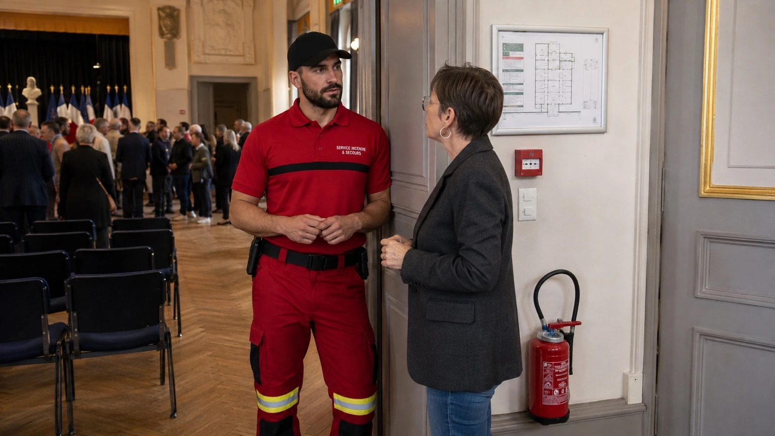 Agent SSIAP en prévention incendie lors d’un événement en mairie